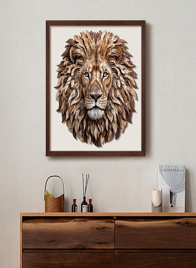 Offito Wooden Puzzles for Adults - 200 Pieces Lion Unique Shaped Wooden Jigsaw Puzzles for Adults, Medium Size 10'' x 10.5'' Adult Wood Puzzles for Family Friend Game - Image 2
